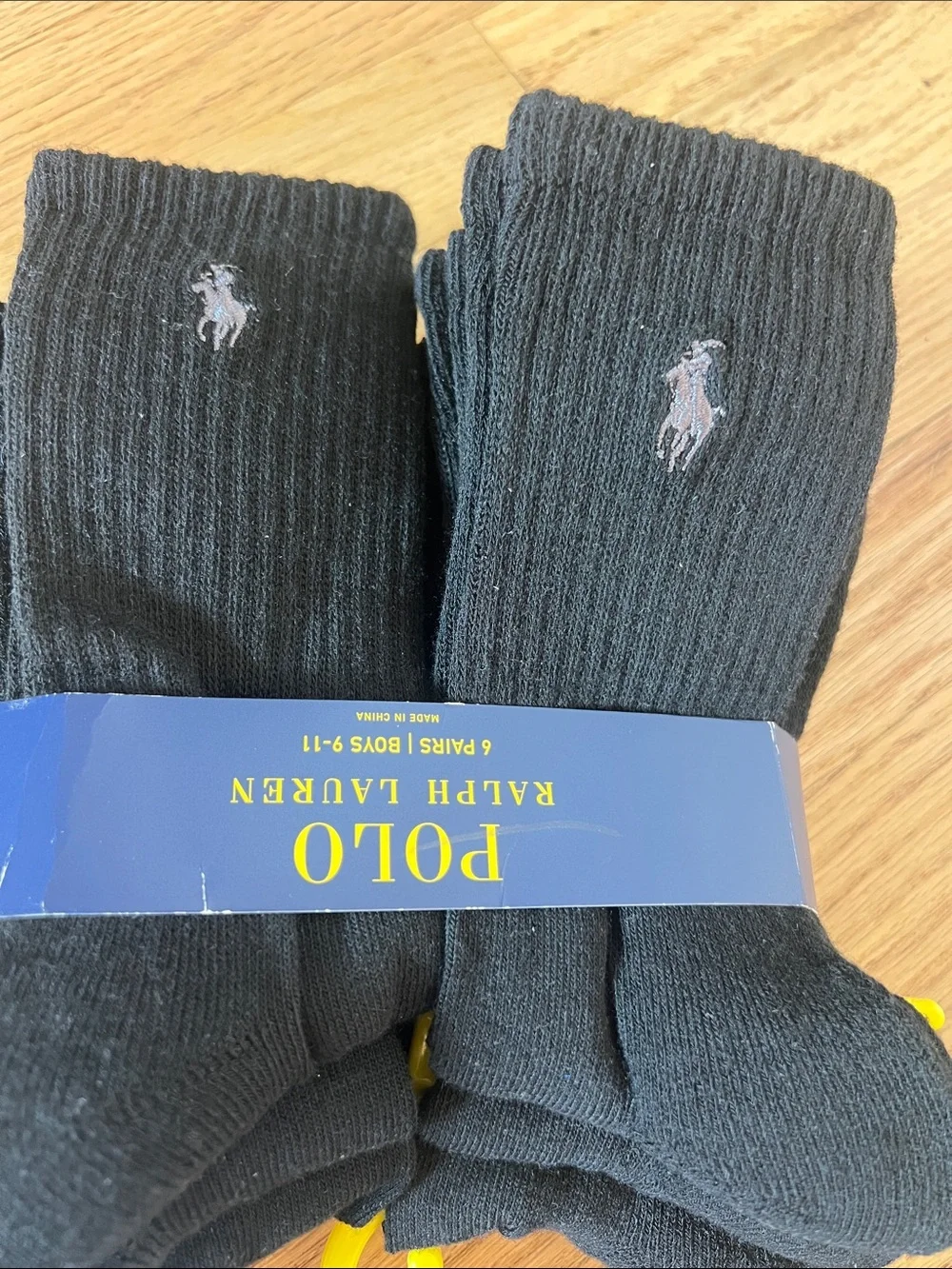 Polo by Ralph Lauren Black Boys' Crew Socks with Embroidered Pony - 6 Pack